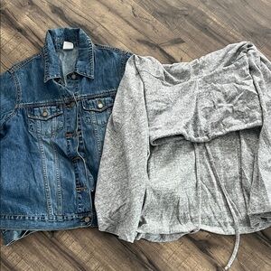 Motherhood maternity Denim Jacket and Gray poncho Set